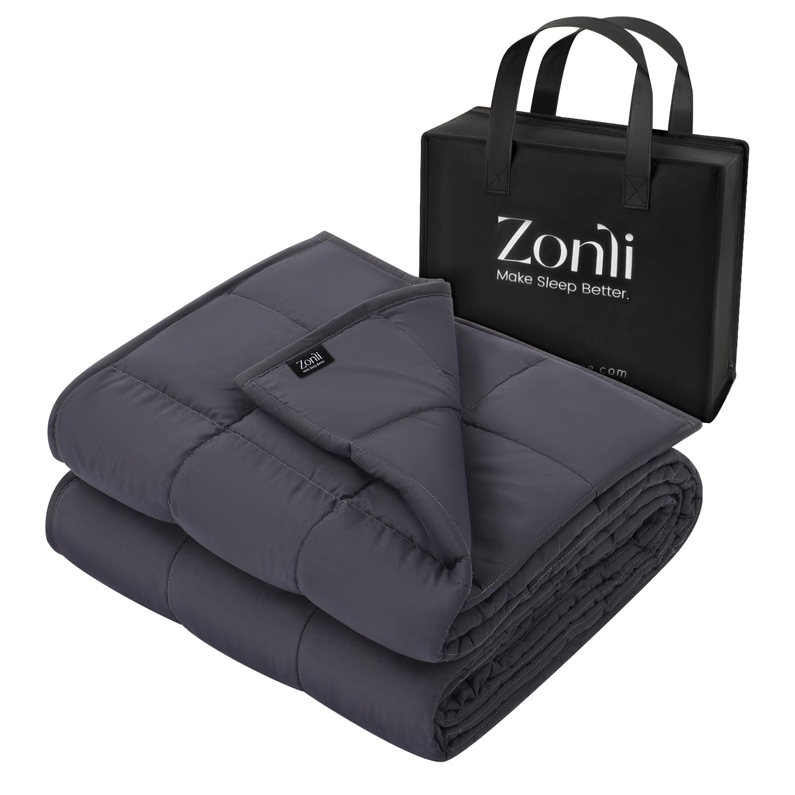 ZonLi 25 lbs king weighted blanket grey on king bed