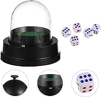 Vista 6 de jojofuny Juego de dados eléctricos automáticos de plástico transparente con 5 dados cubierta de plástico transparente, juego de vasos de rodillos