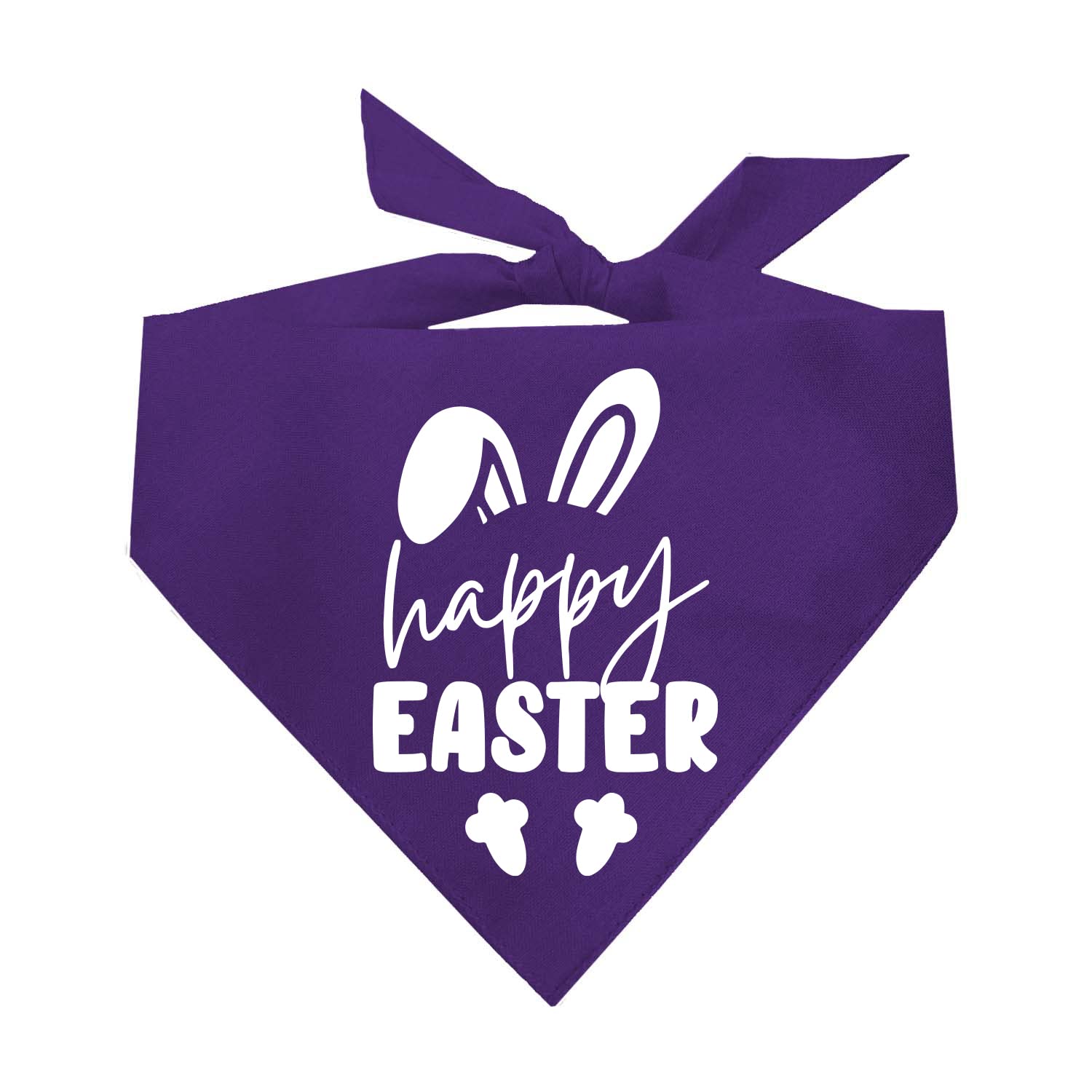 Happy Easter with Bunny Dog Bandana | 100% Cotton | Made in USA | Easter Bunny | Spring | Egg Hunt | Cute & Funny | Photoshoot Prop | Purple, One Size (699)
