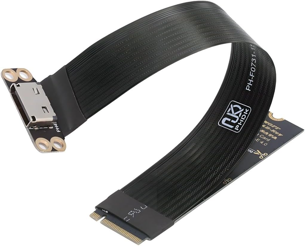 Oculink SFF-8612 to PCI-E 4.0 NVME M.2 M-Key Host Ribbon Flex Extension Cable Adapter Support 2230/2242/2260/2280 for External Graphics Card & SSD