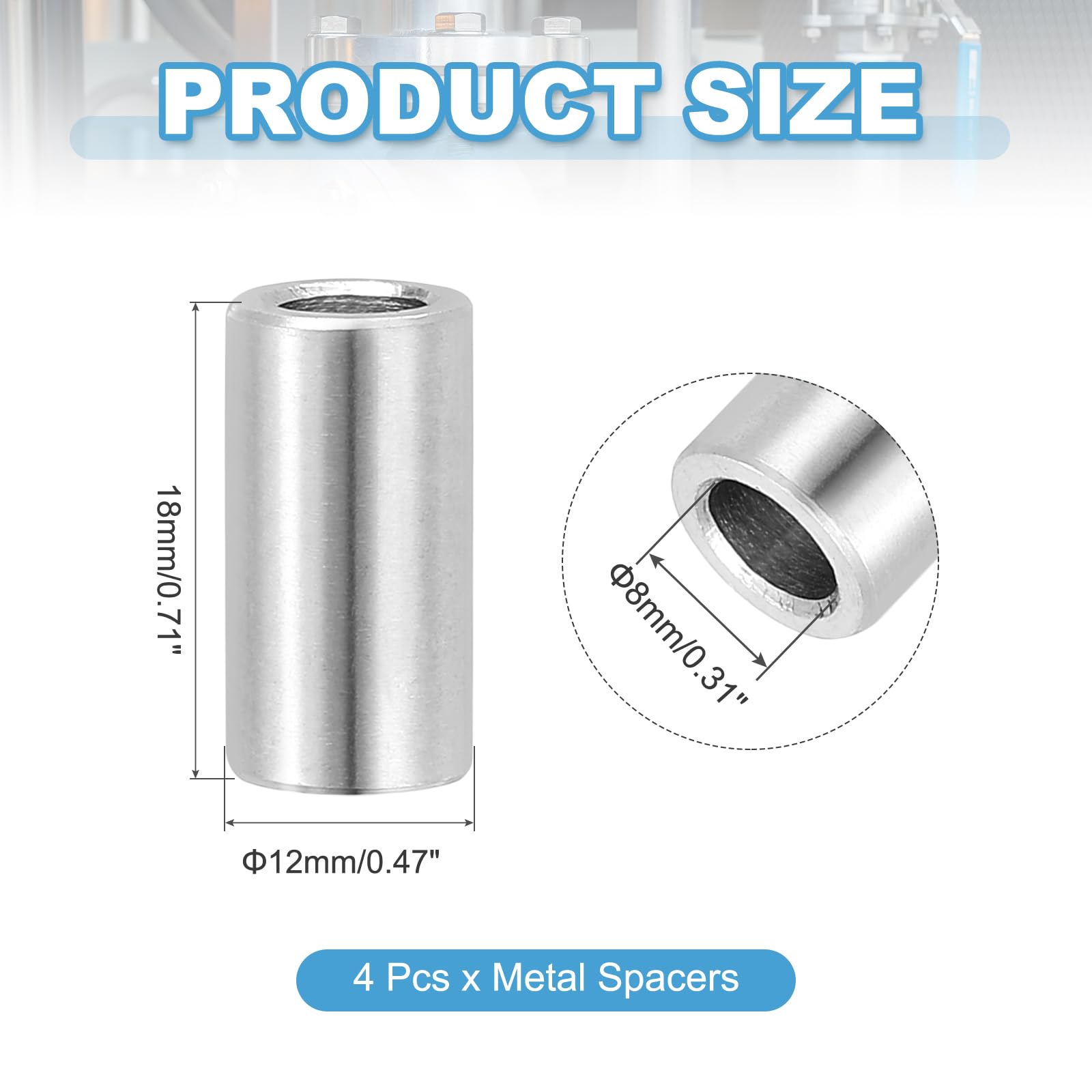 PATIKIL 4 Pcs Stainless Steel Spacers - Image 2
