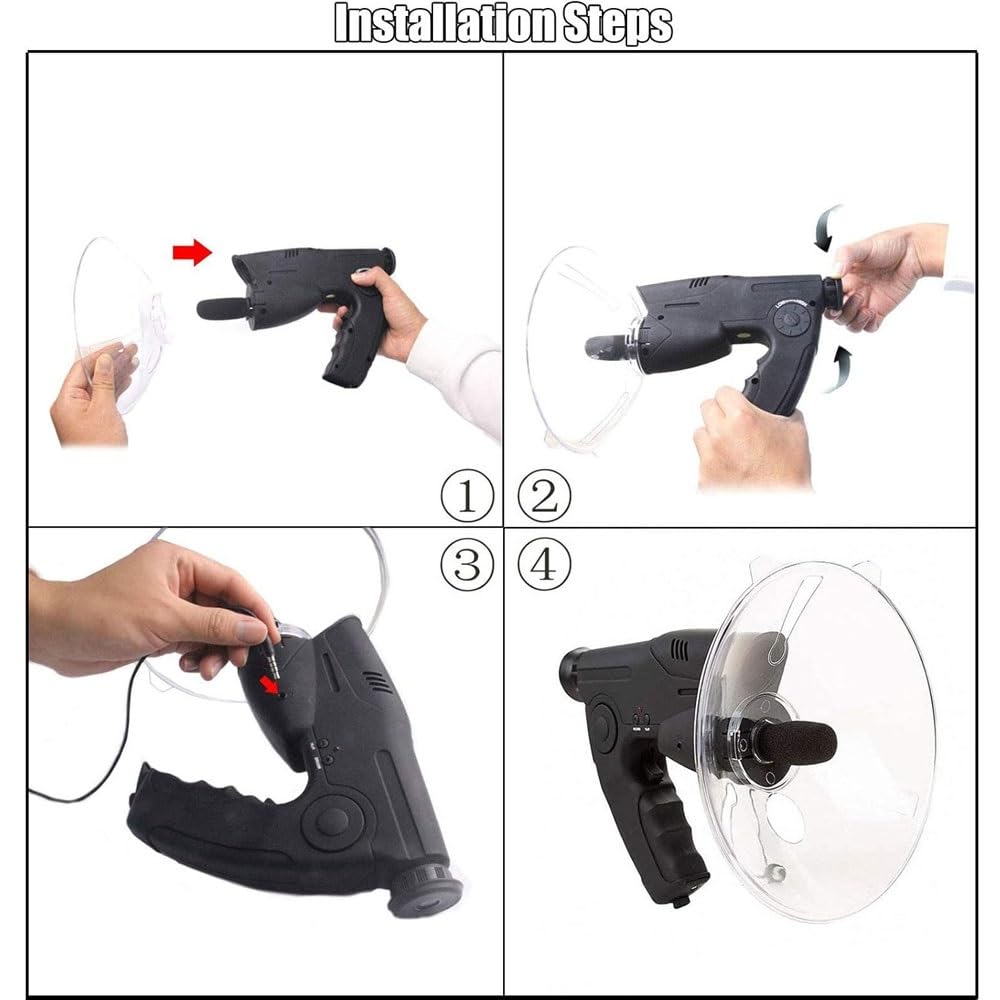 Micrófono parabólico biónico for oído, Amplificador de Sonido, Dispositivo de Escucha biónico, Dispositivo de Escucha de Largo Alcance de hasta 300 pies, Aumento de 8X for Aves, telescopio