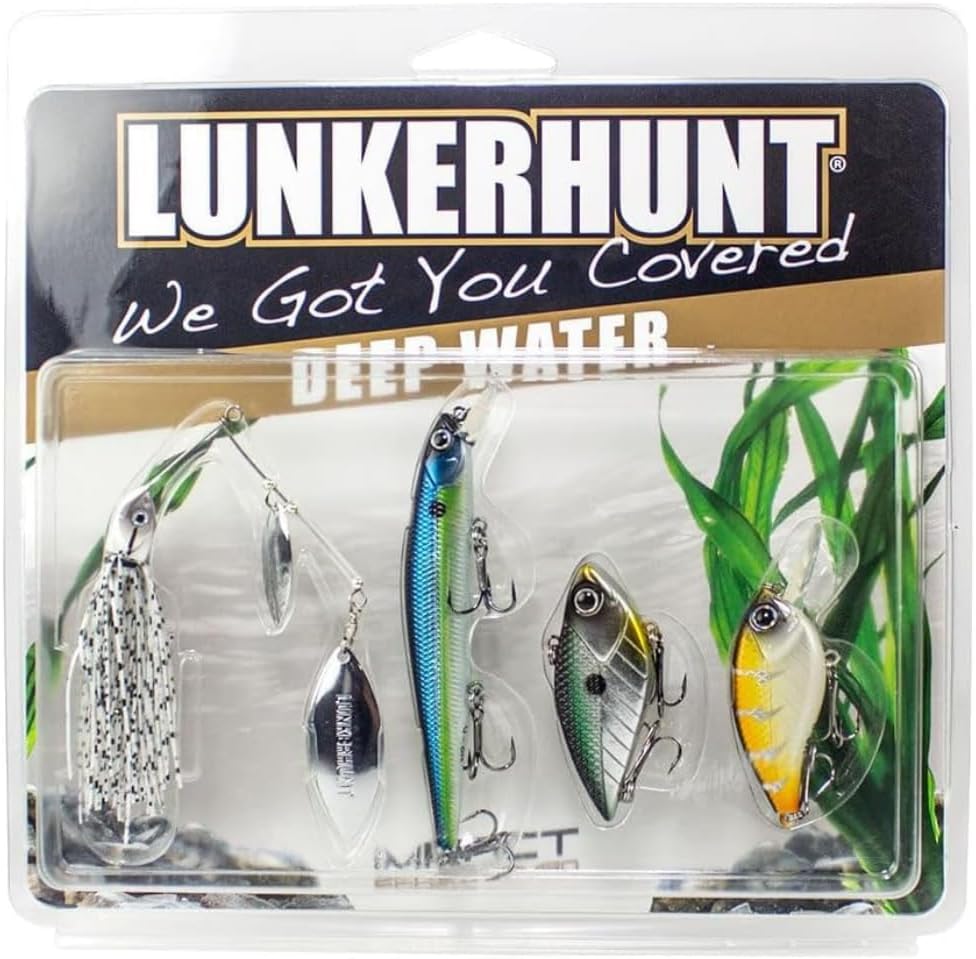 LUNKERHUNT Deep Diving Crankbaits – 4-Pack | Premium Hard Bait Fishing Lures for Bass, Walleye & Saltwater | Ideal for Deep Water Action