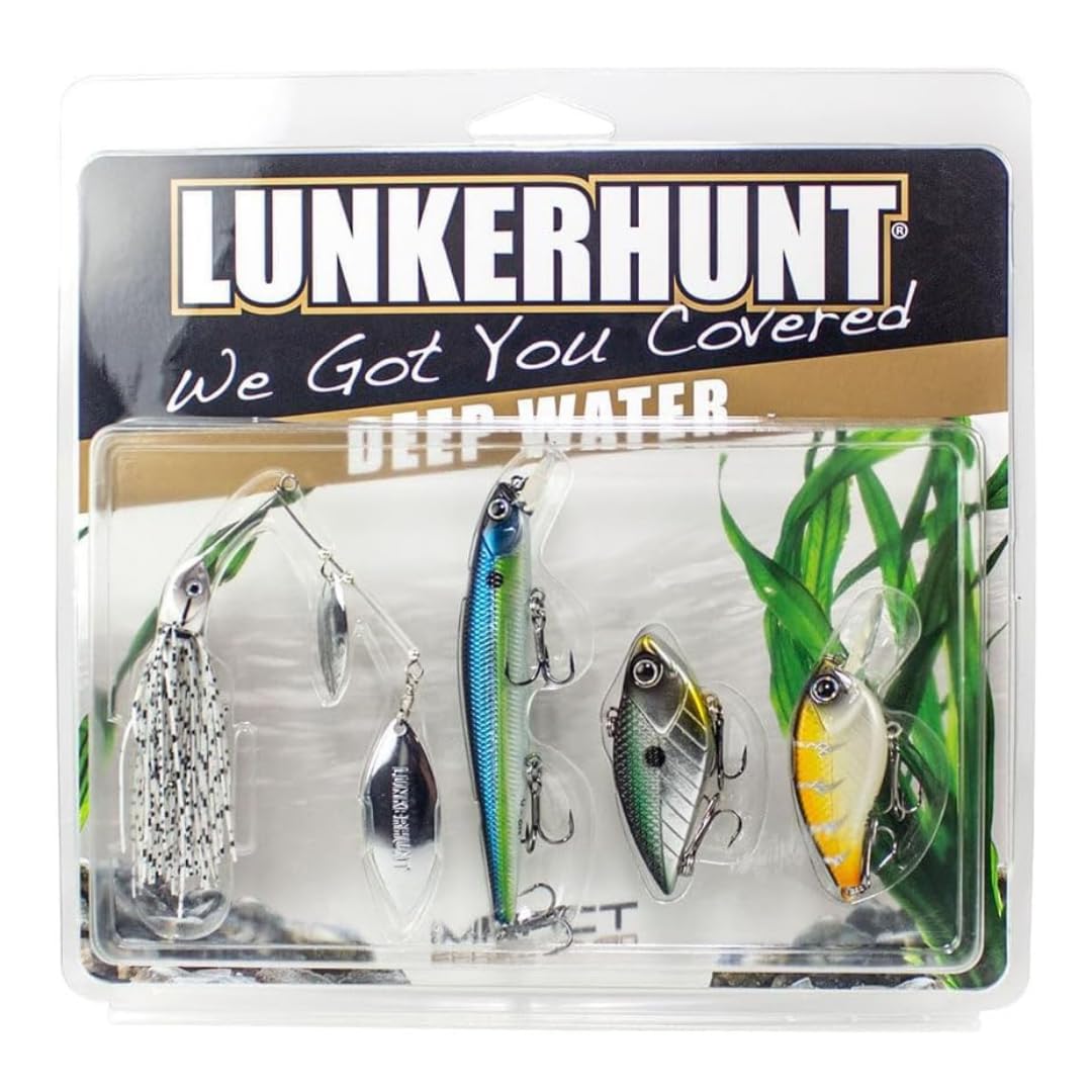 LUNKERHUNT Deep Diving Crankbaits – 4-Pack | Premium Hard Bait Fishing Lures for Bass, Walleye & Saltwater | Ideal for Deep Water Action