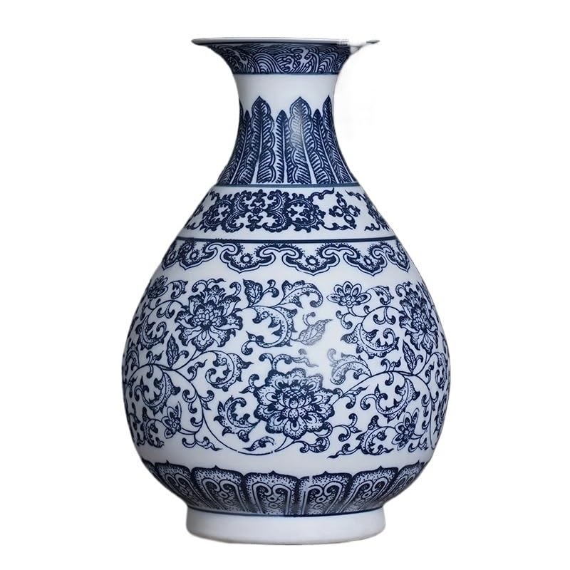 青い絵柄の白磁花瓶 青い絵柄の白磁花瓶