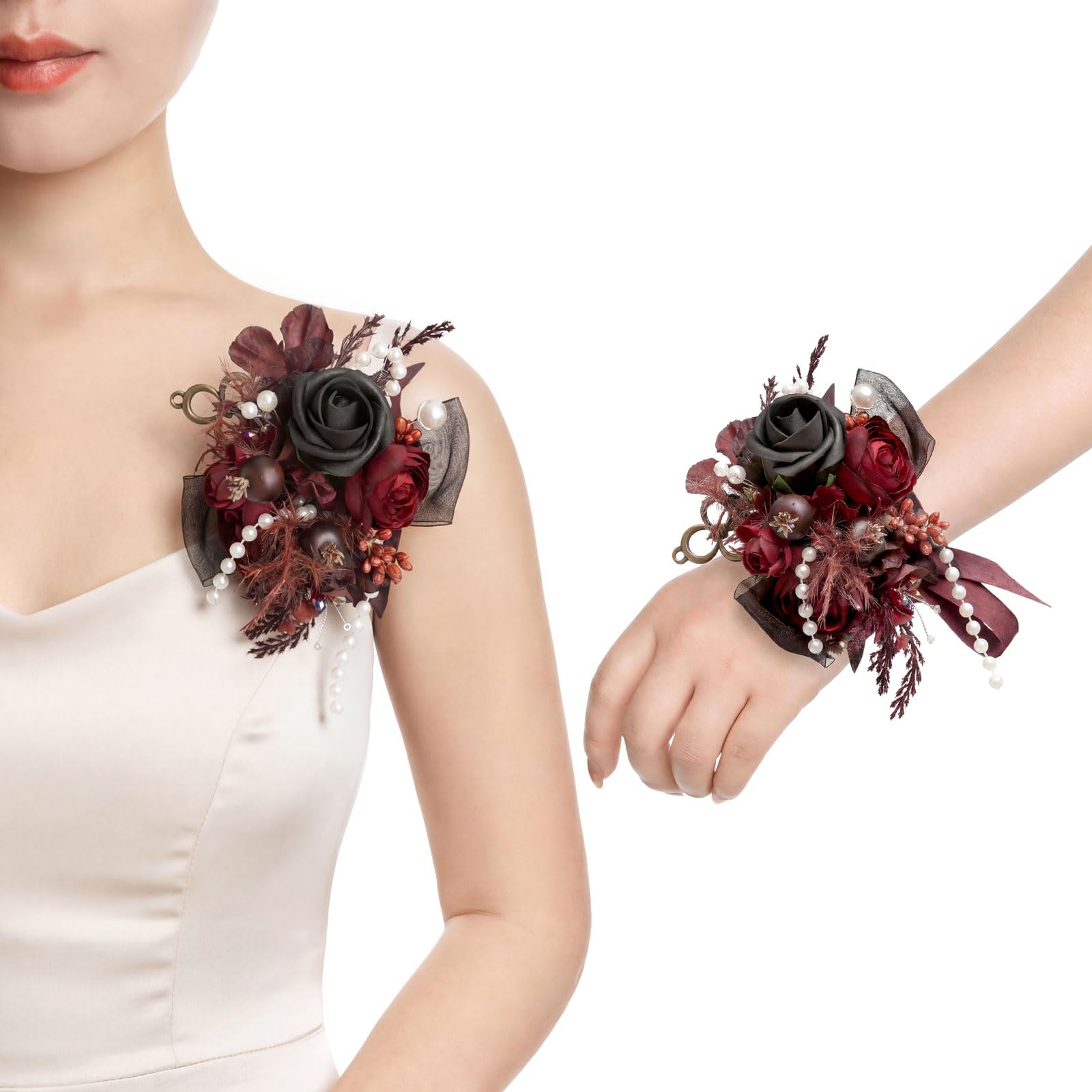 Amazon.com: Ling's moment 2pcs Prom Wrist/Shoulder Corsage