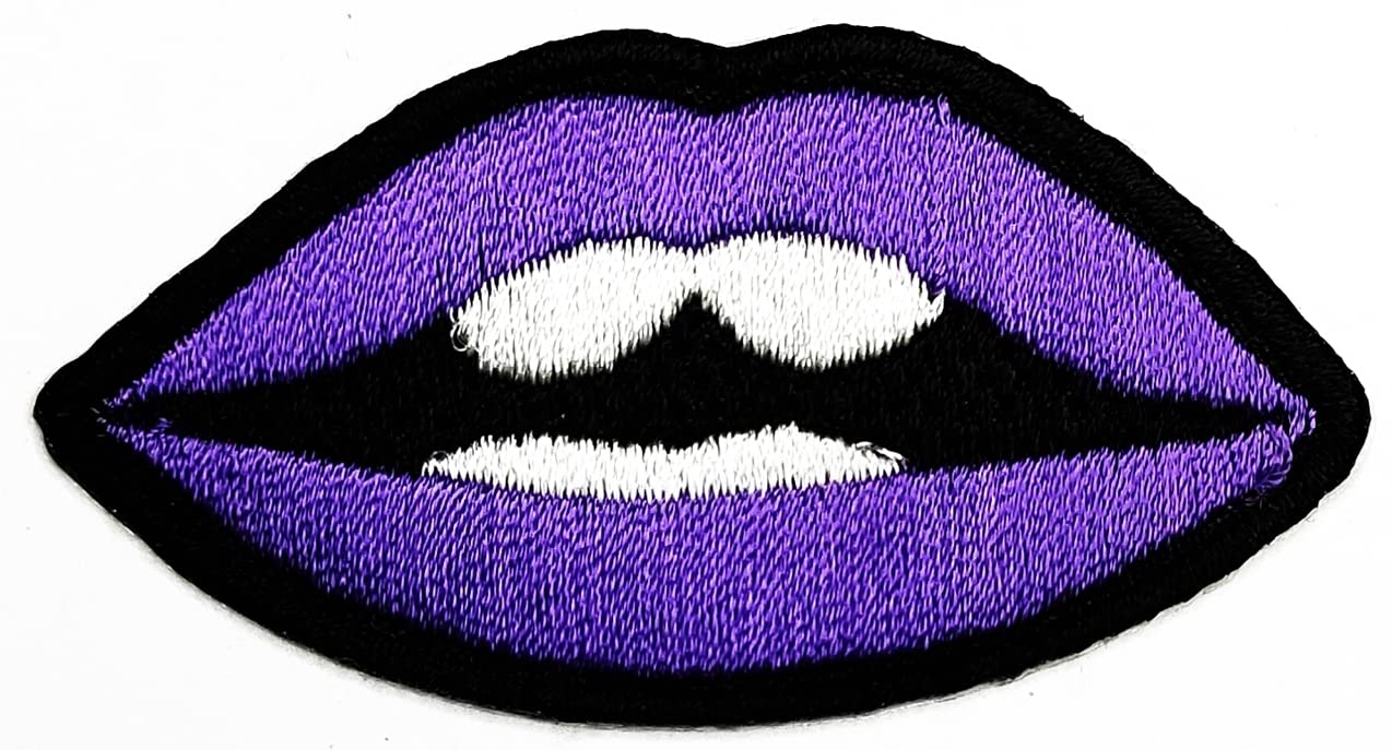 Sexy Purple Lips Patches Embroidered Appliques Symbol Badge Clothes Jeans T-Shirt Hat Backpacks for Men Women Boys Girls (2 PCS)