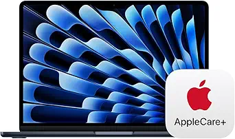 Apple 2025 MacBook Air 13-inch Laptop with M4 chip: Built for Apple Intelligence, 13.6-inch Liquid Retina Display, 24GB Unified Memory, 512GB SSD Storage, Touch ID; Midnight with AppleCare+ (3 Years)