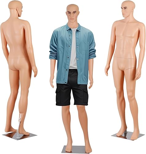 Maniquí masculino de cuerpo completo con cabeza ajustable, extremidades flexibles, diseño desmontable de 72 pulgadas, forma de vestido con base de