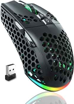 SOLAKAKA SM600 Wireless Gaming Mouse,Tri-Modes BT & 2.4Ghz Rechargeable Mouse Wireless,8000DPI,Honeycomb Shell, Side Buttons, RGB Mouse for PC/Tablet/...