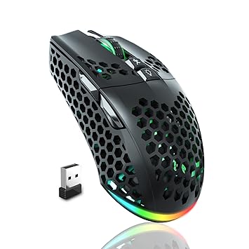 SOLAKAKA SM600 Wireless Gaming Mouse,Tri-Modes BT & 2.4Ghz Rechargeable Mouse Wireless,8000DPI,Honeycomb Shell, Side Buttons, RGB Mouse for PC/Tablet/Desktop/Office/Games (Black) - image, photos