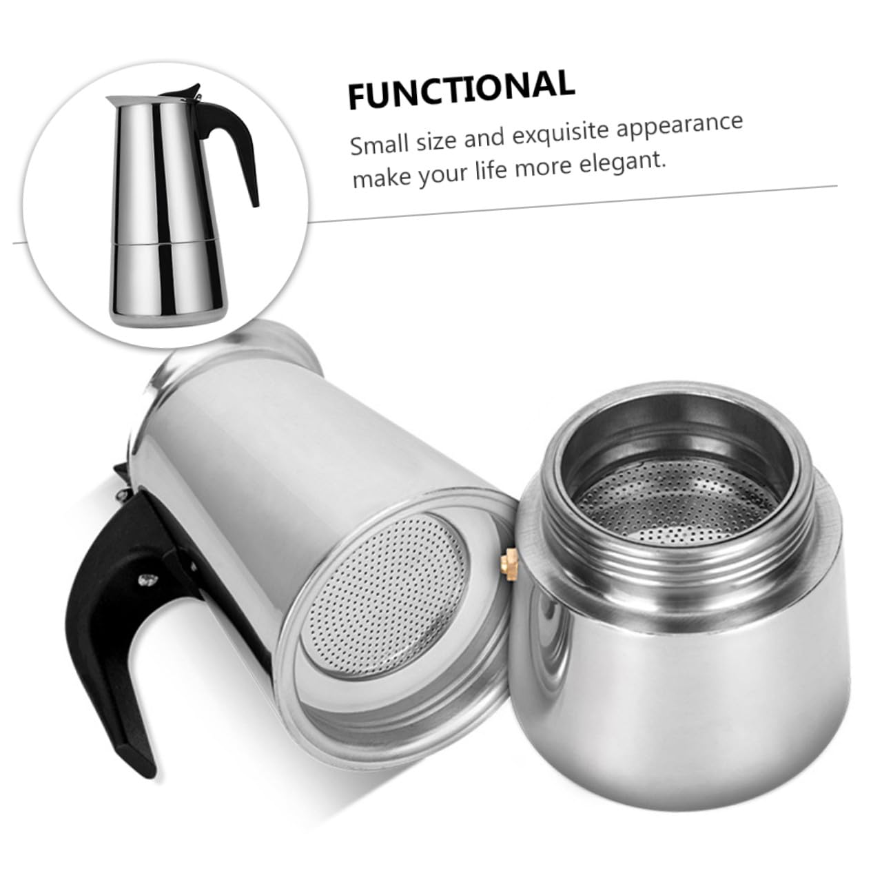 Didiseaon Cafetera Inoxidable Espresso de Moderno y Portátil para Uso Doméstico Oficina Asa Ergonómica para Cómodo