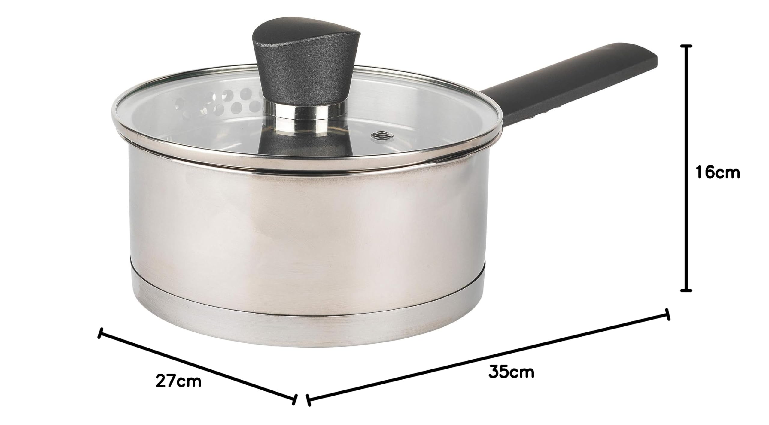 Russell Hobbs RH01162EU Excellence Collection pentola da 16cm con coperchio in vetro, acciaio inox, finitura lucida a specchio, compatibile a induzione, lavabile in lavastoviglie