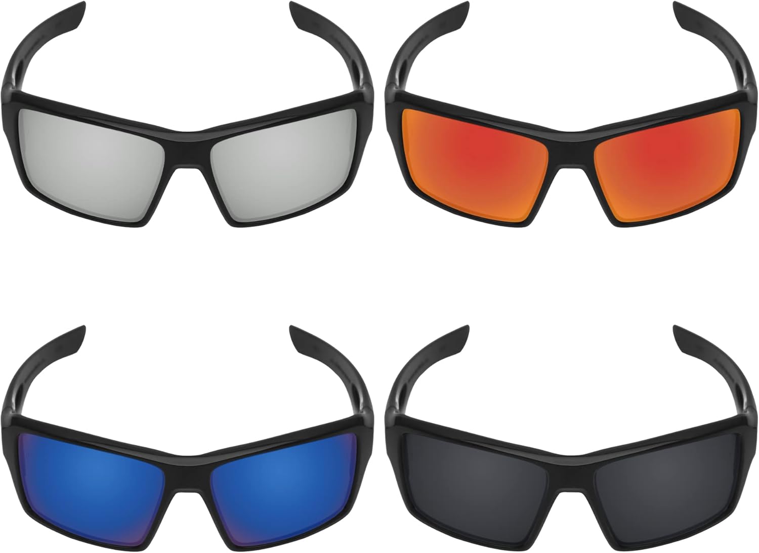 Galvanic Replacement Lenses for Oakley Eyepatch 2 OO9136 Sunglasses - Black + Sapphire + Ruby + Chrome