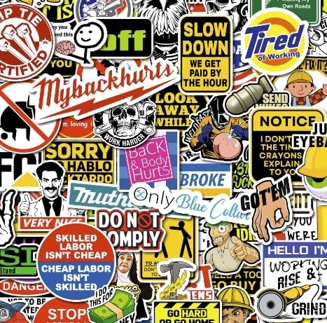 160 PCS Funny Hard Hat Stickers for Adults - Dirty, Waterproof Funny Stickers for Welding Helmet, Tool Box, Electrician, Mechanic Tools - Blue Collar Gifts for Men, Mechanic Gifts