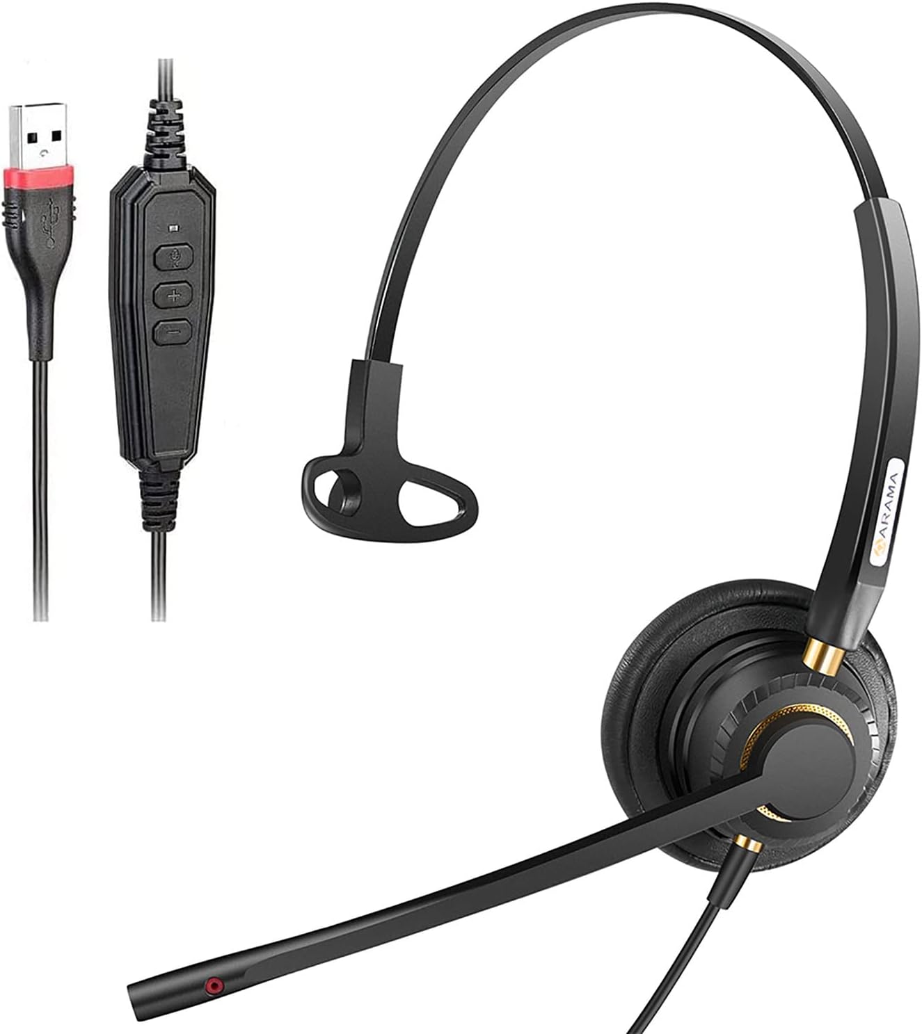 Arama USB Headset with Microphone, Computer Headset with
