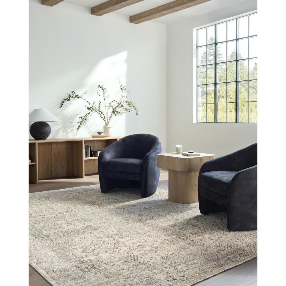 Livabliss x Galey Alix Vintage Carpet 160x230 cm – Scandi Neutral Boho Style for Living Room & Bedroom, Traditional Pattern, Easy Care Pile Floor Covering, Taupe Brown Mustard
