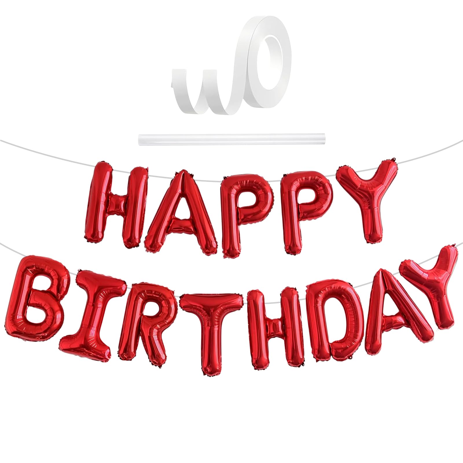 Happy Birthday Balloons Banner Red, 16 Inch Happy Birthday Letter Balloons, Red Foil Balloon Banner Decorations, Party Supplies Decorations For Kids Girls Boys & Adults Men Women — image 1