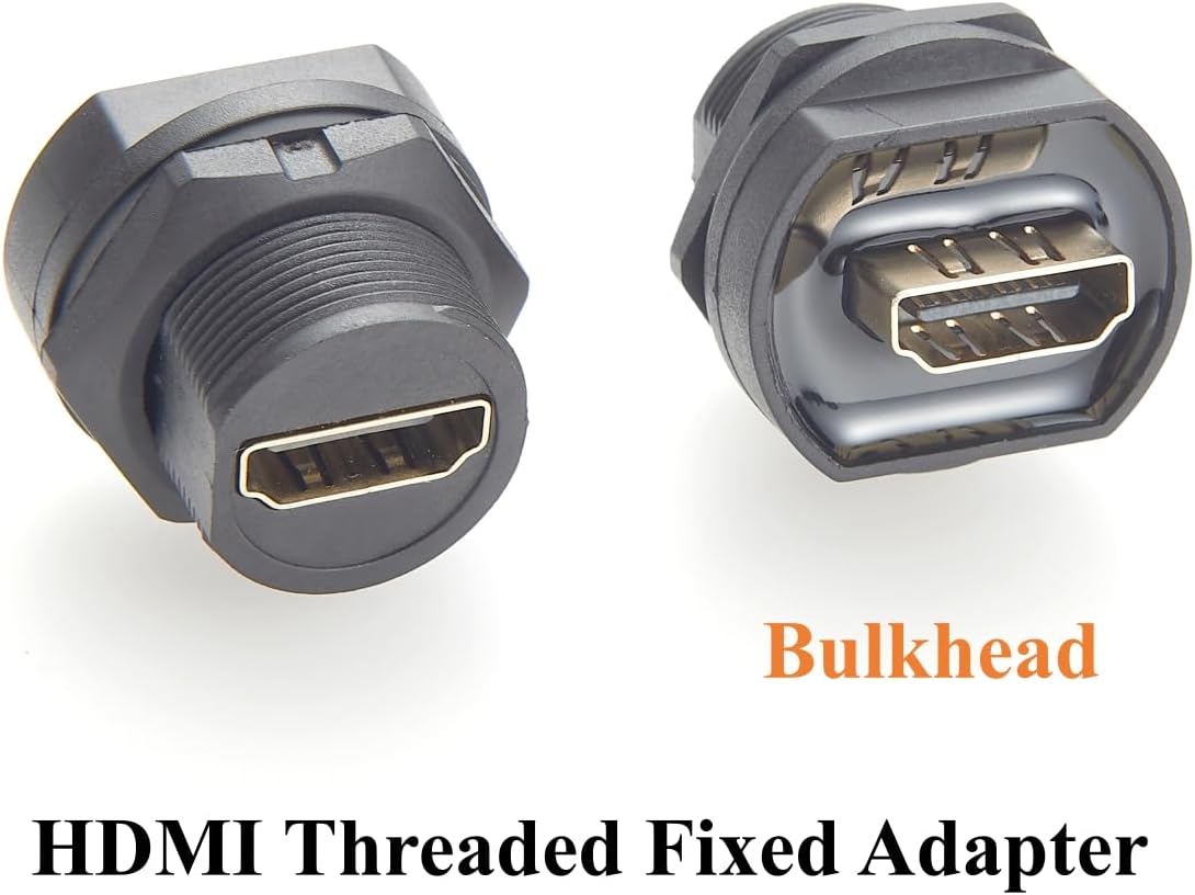 IP67 Waterproof HDMI 1.4 Female to Female Coupler 4K@30Hz Flush Panel Mount Pass Through Connector with Dust Cap for TV Laptop PC Monitor Projector (5PCS)