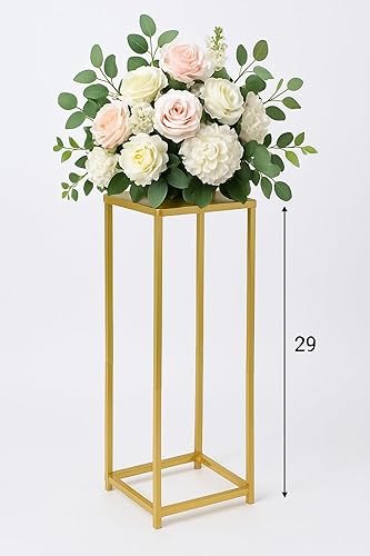 Miniatura 3 de Koyal Wholesale 1 pedestal de 29 pulgadas de alto, moderno soporte de pedestal dorado mate, soporte de metal para plantas de interior, soportes de
