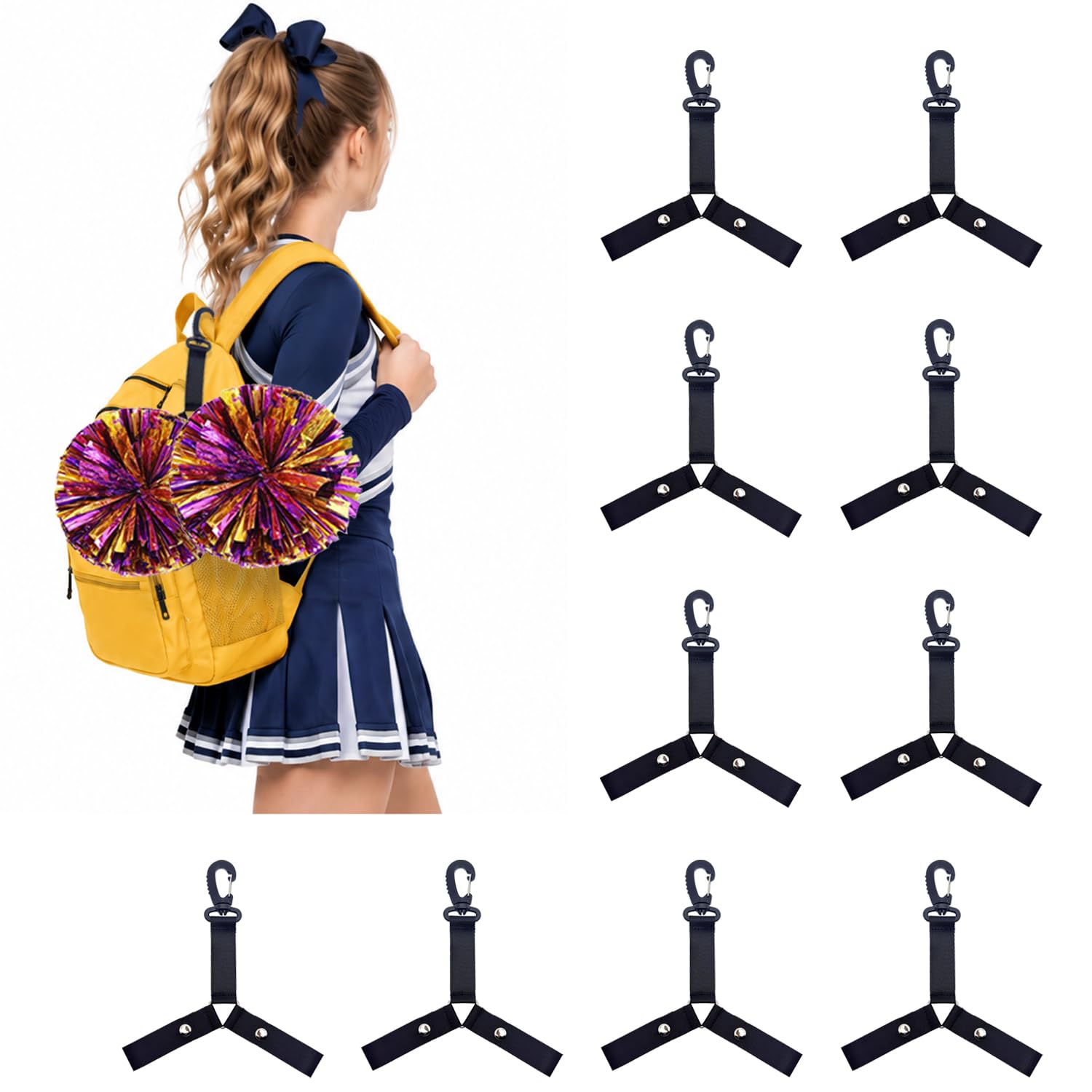 Photo 1 of 10Pcs Cheerleading Pom Pom Holder with Snap Button, Cheer Bag Accessories