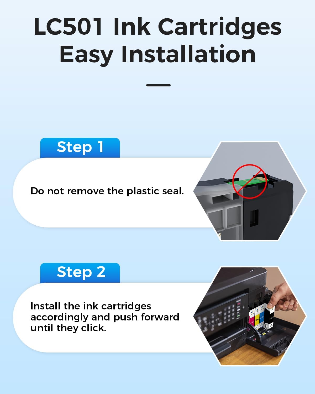 LC501 Ink Cartridges Replacment for Brother LC501XL LC501 Series Inks Compatible with Brother MFC-J1360DW MFC-J1410DW MFC-J1260W Printer, LC5014PK High Yield (Black, Cyan, Magenta, Yellow)