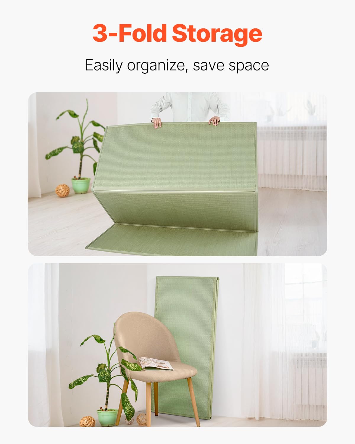 VEVOR Tatami en Jonc Naturel, Matelas Japonais Pliable de Taille Lit Queen, Tapis de Sol Japonais avec Support Antidérapant et Parfum Frais, Matelas Futon pour Dormir, Méditation, Yoga, Relaxation