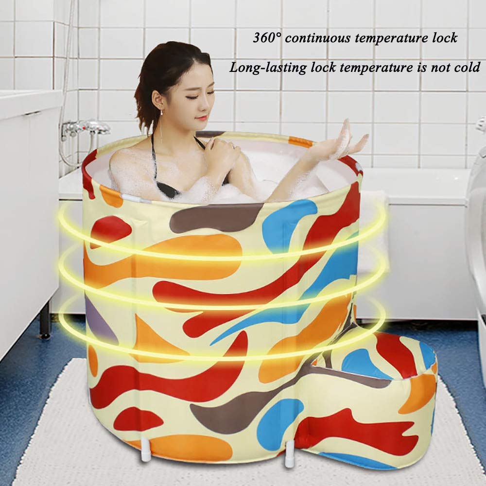 Baignoire Portable Seau De Bain Pliant Pliable Grand Adulte Enfants Baignoire Isolation Séparée Famille Salle De Bains Spa Baignoire 99X70x68cm