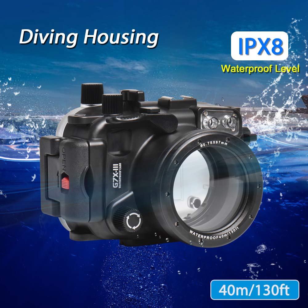 Sea frogs para Canon G7X-III 130ft/40m caja submarina