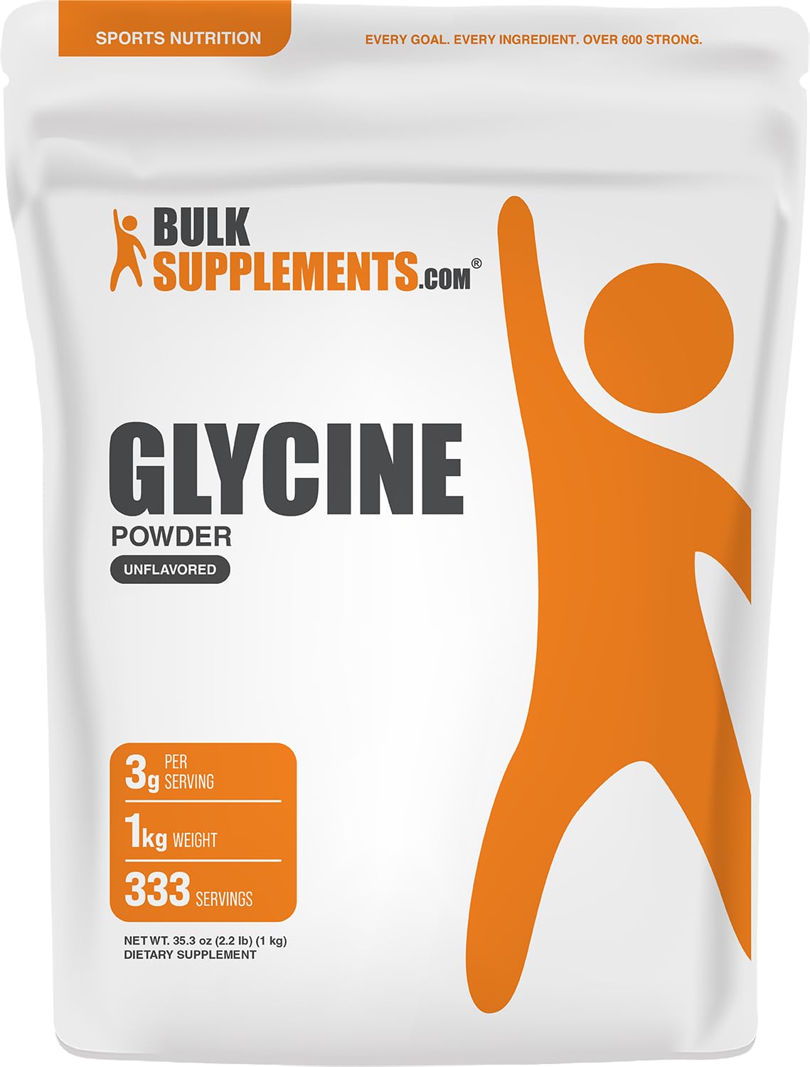 BulkSupplements.com Glycine Powder - 1kg (2.2 lbs) (Pack of 1)