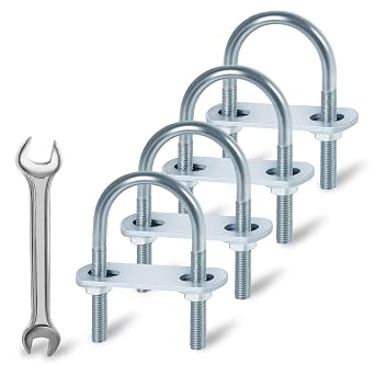 Mellewell 4 Sets M6 Round U Bolts, U Bolts 27mm 1.06" Width 53mm 2.09" Length, Zinc Plated Carbon Steel U Bolt with Nuts, Plate and Washers 27 x 53mm