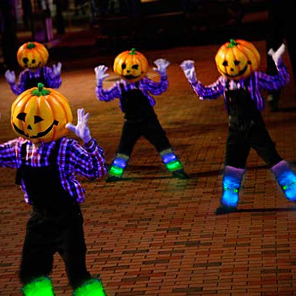 Luwint LED Flashing Furry Arm Leg Warmers - Light Up Clothing Accessories for Halloween Party Costume Christmas Rave, 1 pair