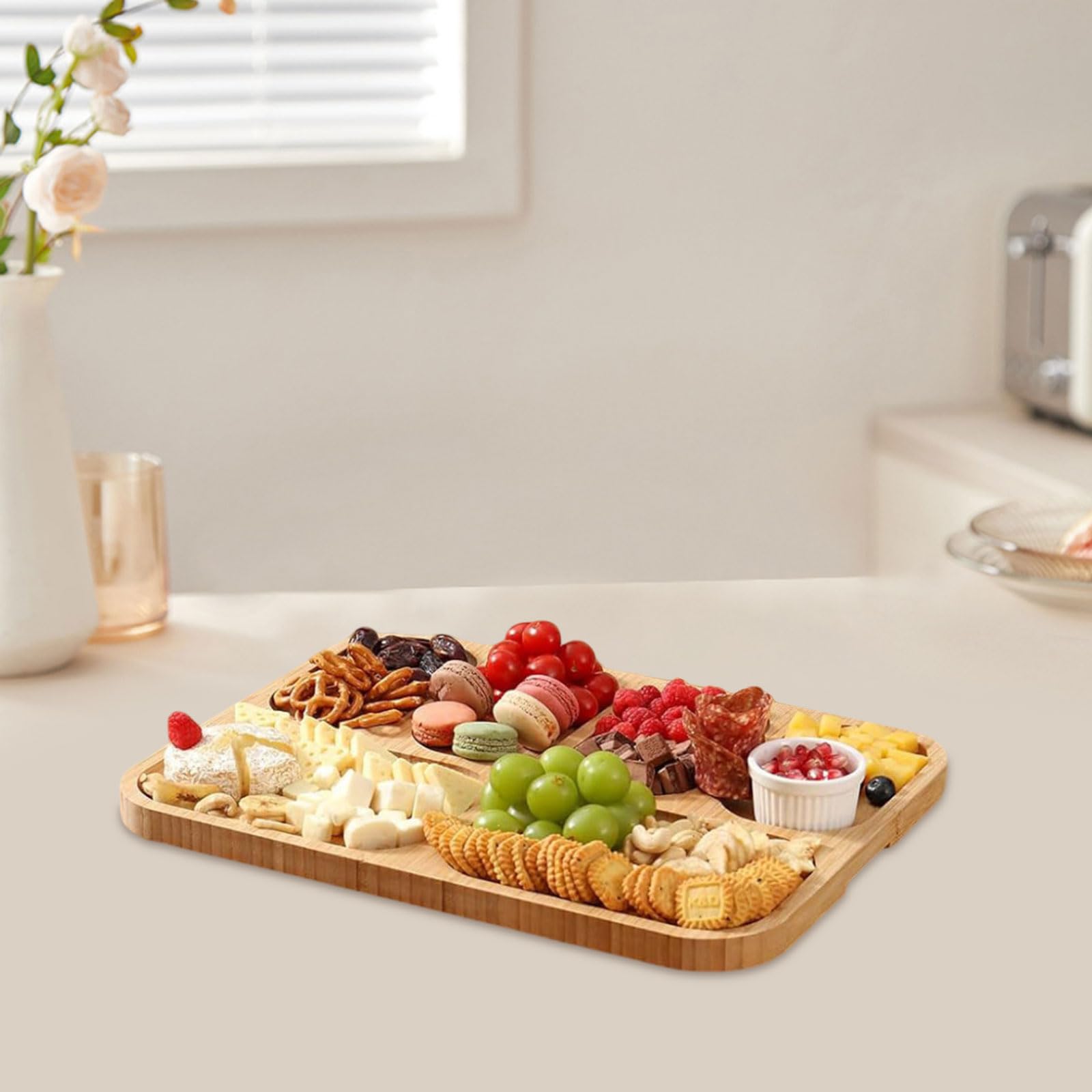 AIZYR Tragbare Snackbox Wurstplatte Mit Deckel, Obsttablett Mit Unterteilung Snackbox Für Hochzeiten, Picknicks, Geburtstagsfeiern