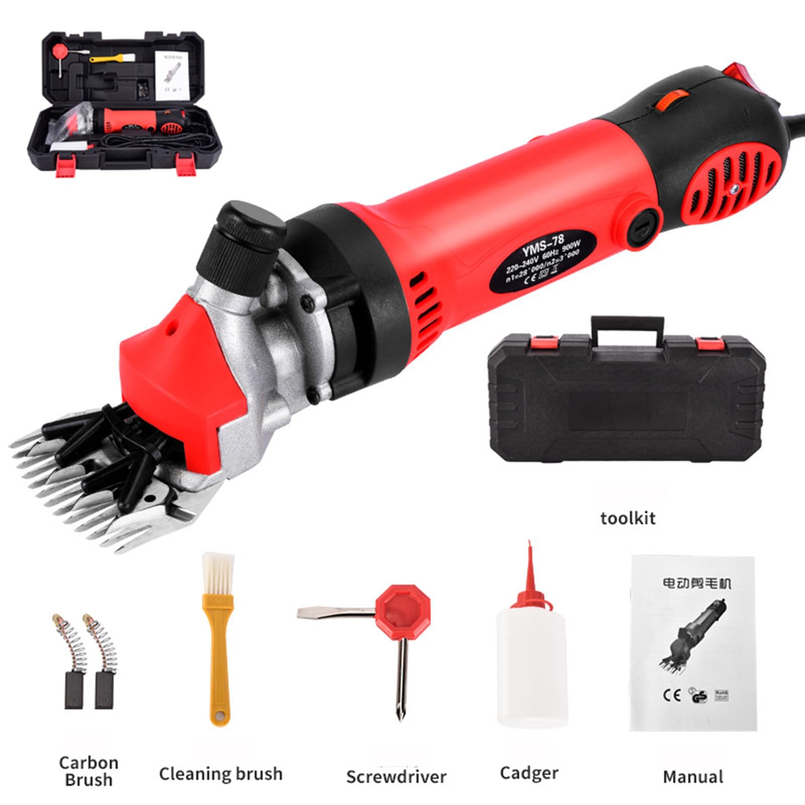 Tosatrice Elettrica per Pecore 900W 2800 giri/min Forbici Elettriche Pecore con 6 Velocità Regolabili, Professional Goats/Alpaca/Sheep Shear 220V(13 Lame di Denti Dritti)