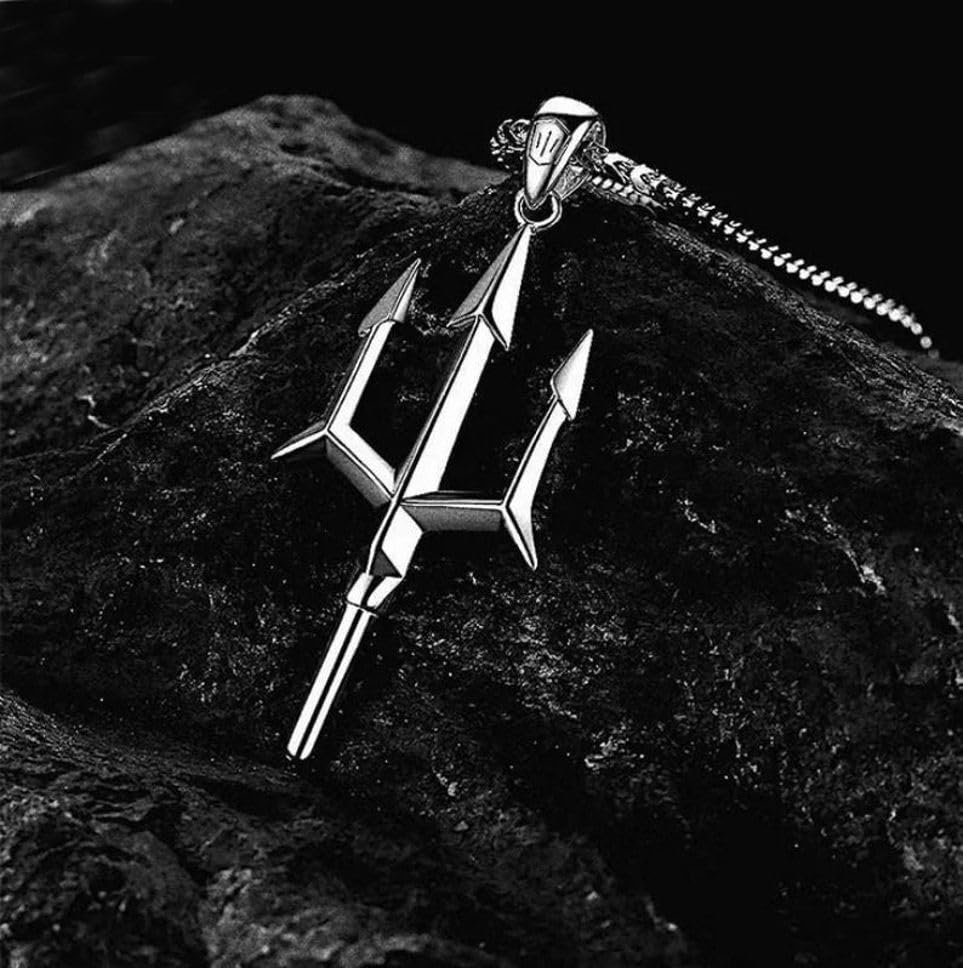 Image of Trishul Pendant Necklace, Stainless Steel For Men Women Unisex