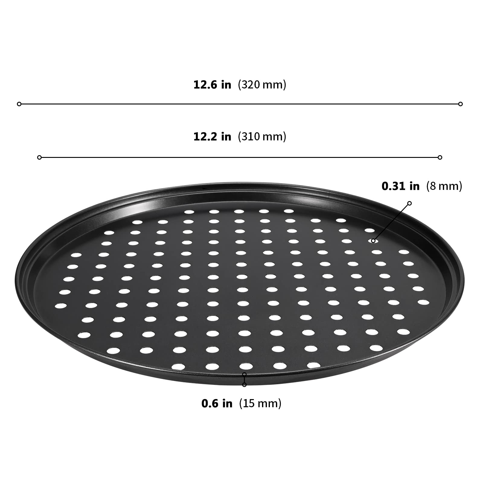 Lot de 4 Plaques à Pizza Antiadhésives de 30,5 cm pour Four, Plaque de Cuisson à Pizza Ronde avec Trous pour Faire une Pizza, 32 cm x 1,5 cm