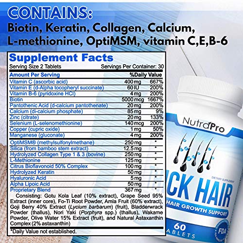 Thick Hair Growth Vitamins– Hair Growth Pills With DHT Blocker Stimulates Faster Growth for Weak, Thinning Hair–Biotin Hair Supplements with Keratin & Collagen Helps Men&Women Grow Perfect Hair.