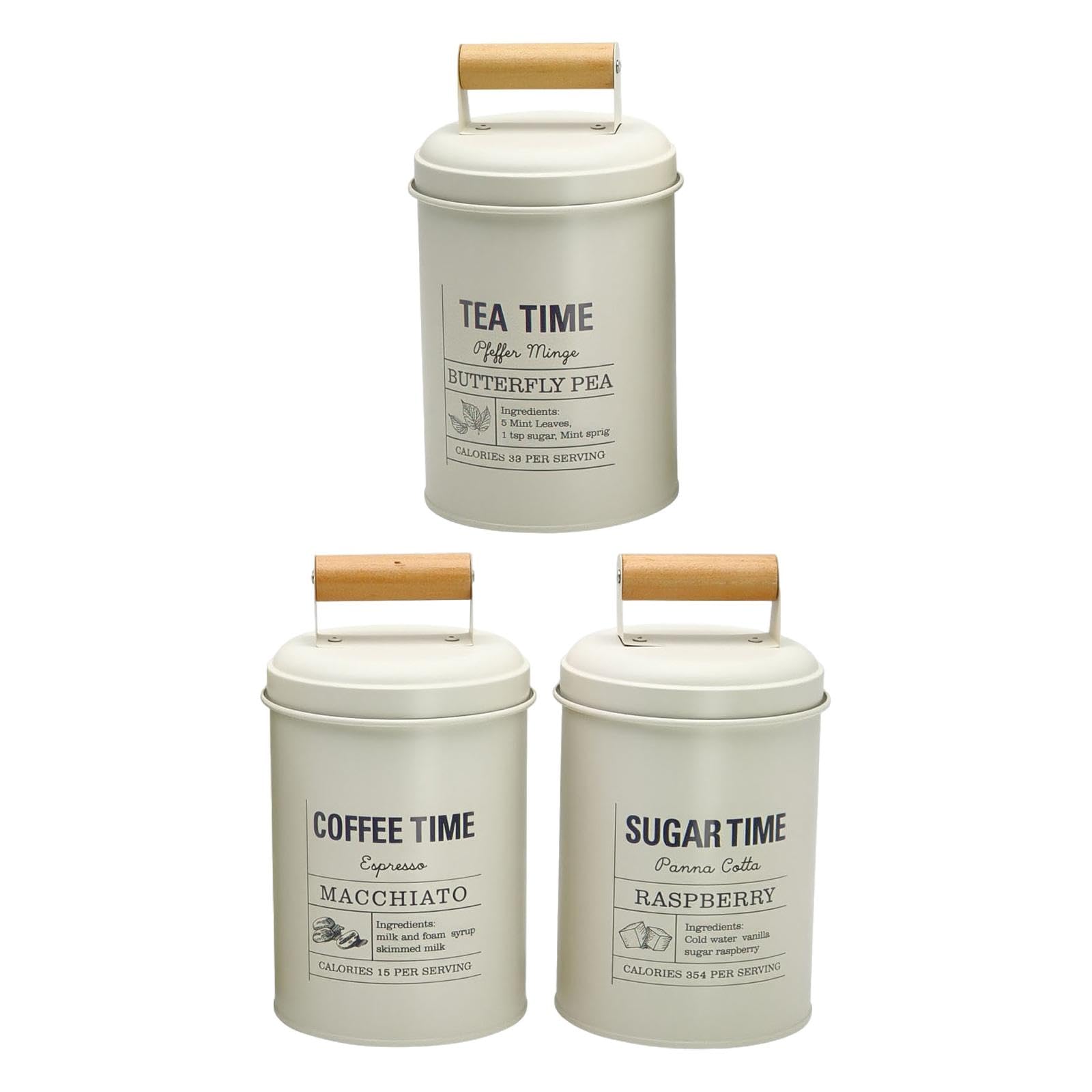 Generic 3 Pezzi Contenitori Da Cucina in Metallo, Decorazioni Versatili, Lattine Salvaspazio, Contenitori per Caffè, Tè E Zucchero per Piano di Lavoro, Casa C