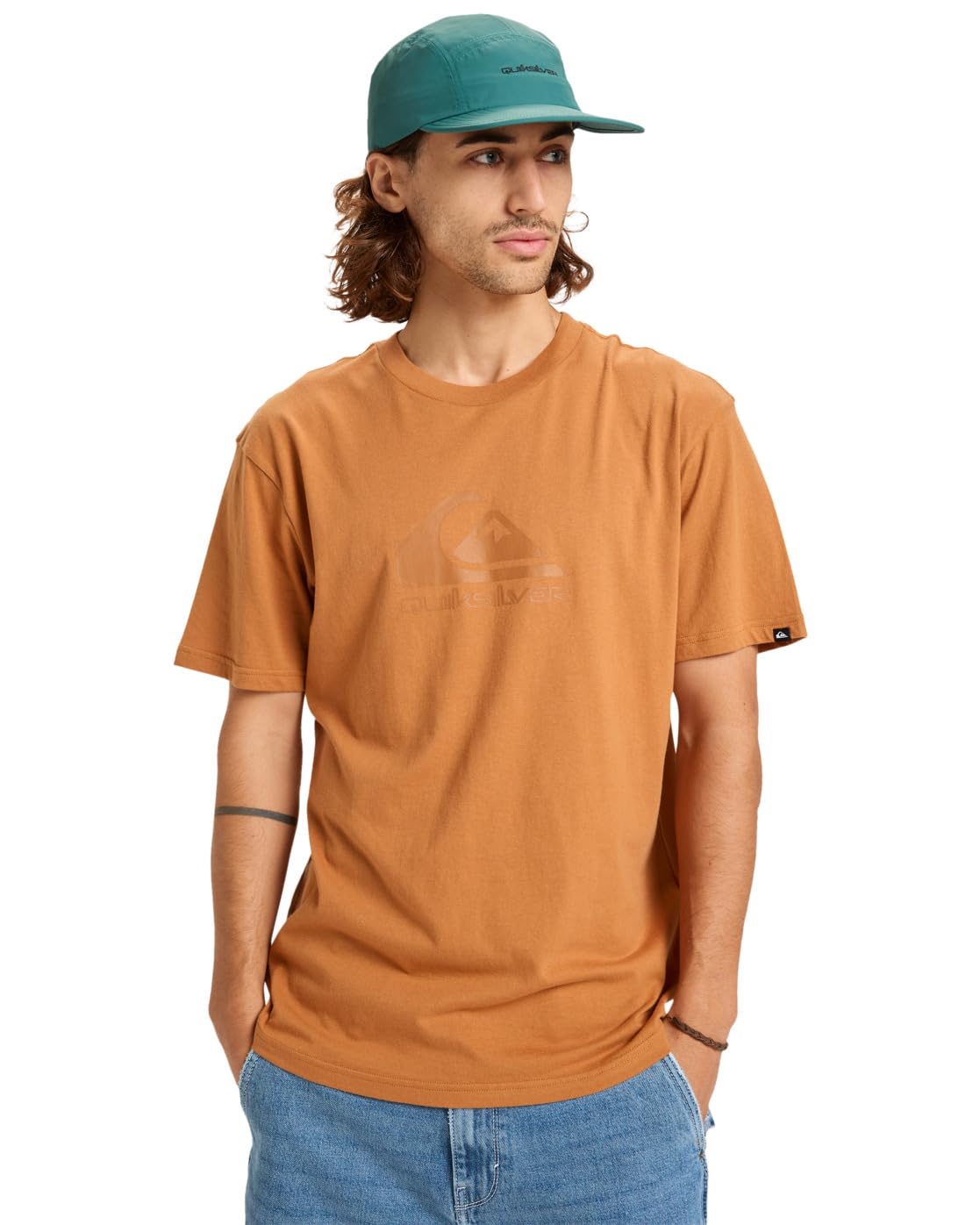 Quiksilver Short-Sleeved T-Shirt EV COMP Logo SS Men's Brown XXL