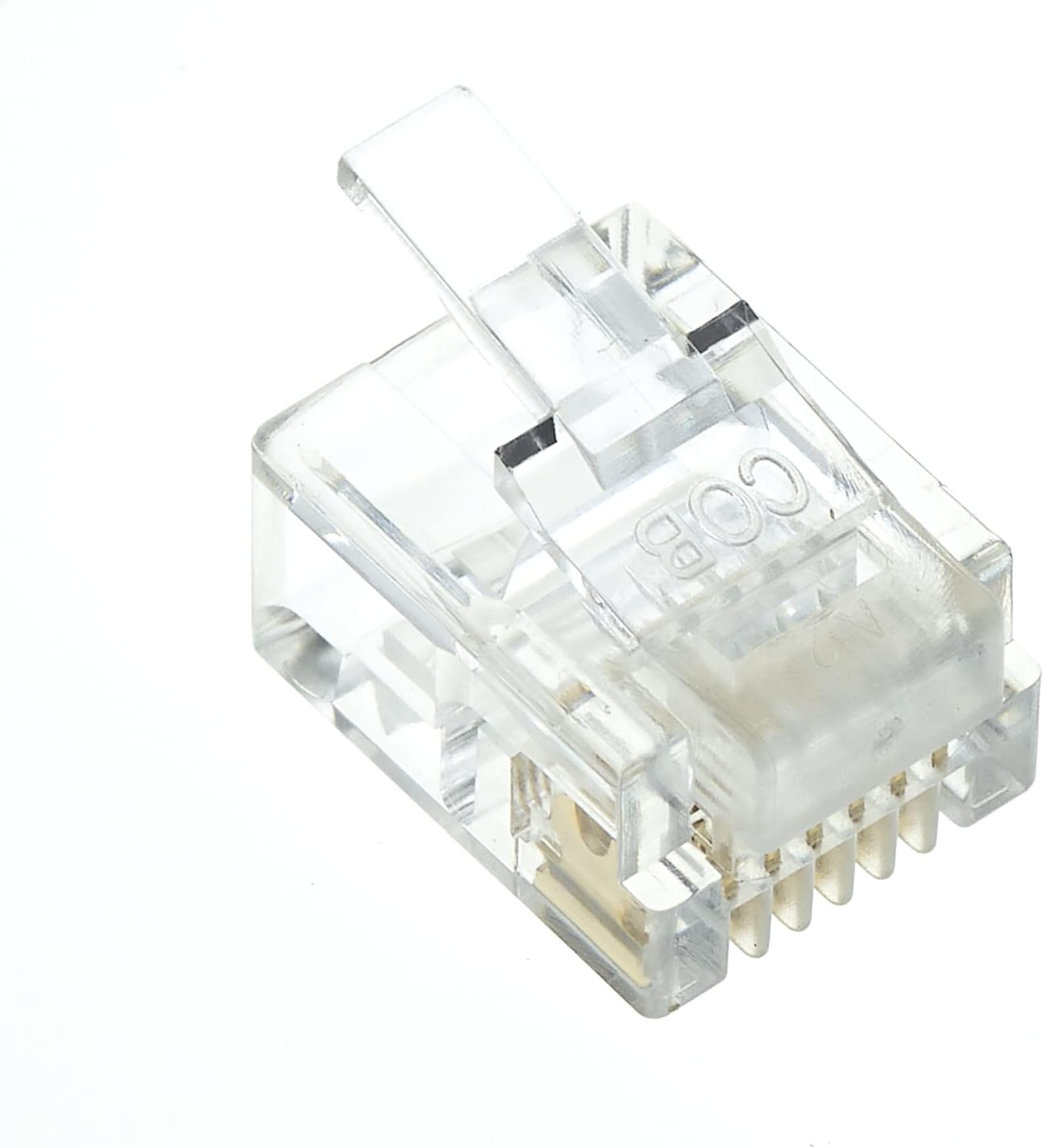 Keple Connector, 6P6C, RJ12, Telephone Modular Plug - Connector For Phone Line Cord, Compatible With Both Solid And Stranded Wire, Flat Cable Jack Adapter Crimp End Crimper Clear Plug - Pack Of 10