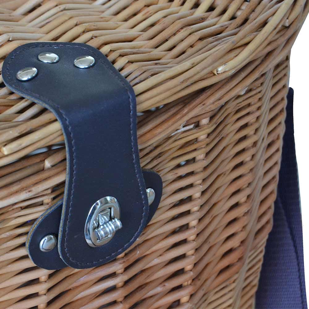 Cesto Funghi Vimini Ovale con Tracolla e Chiusura Metallo 34×20×h24 cm — Raccolta Castagne Tartufi Frutti di Bosco — Cestino Resistente
