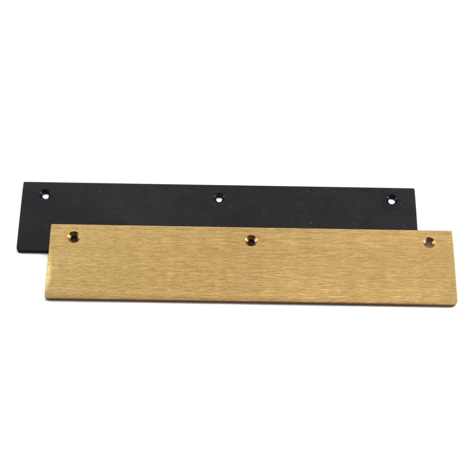 Lot de 2 plaques décoratives en alliage d'aluminium massif de 35 cm - Noir - Pour porte - Poignée invisible - Pour armoire