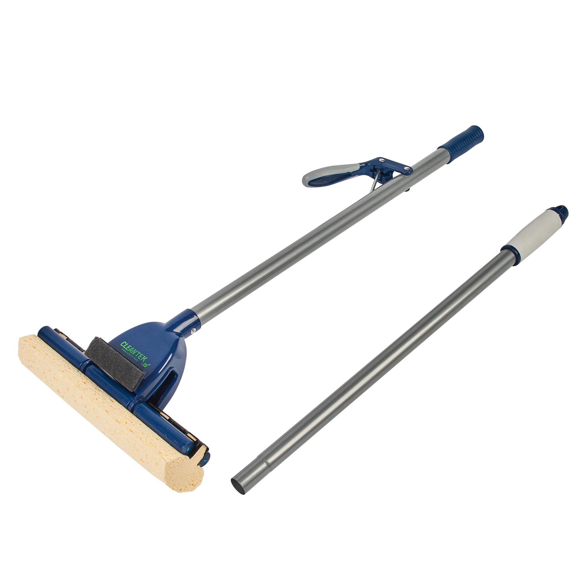 Restaurantware Clean tek - Mopa Profesional autoescurrida, 1 fregona de Esponja Absorbente, Mango de 48 Pulgadas, fijación Segura, Esponja de celulosa Azul, para Limpiar baños, cocinas y más