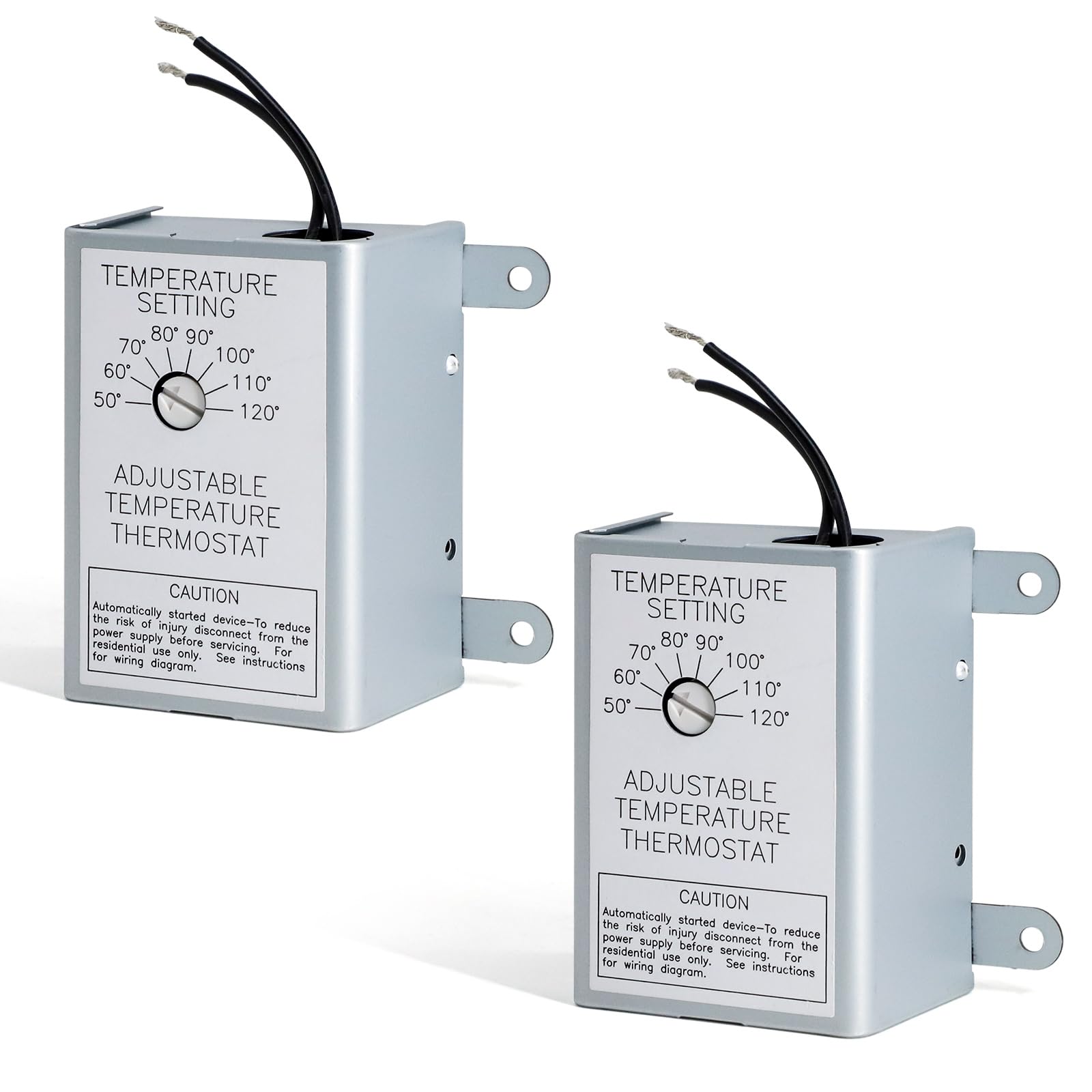 2 Pack Attic Fan Thermostat Control for Power Attic Ventilators and Exhaust Fans, 120V Adjustable Thermostat Switch Replace 58033 Single Speed Precise