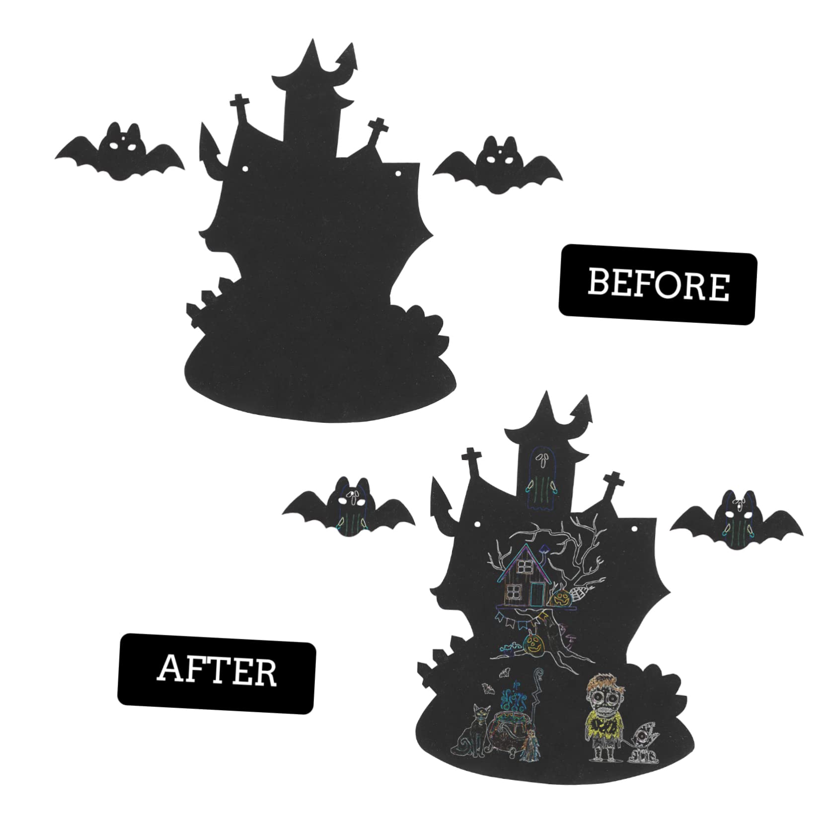 CIYODO Halloween Party Supplies Boys and Girls Scratch Paper 4 Sets Castle Scratch Card