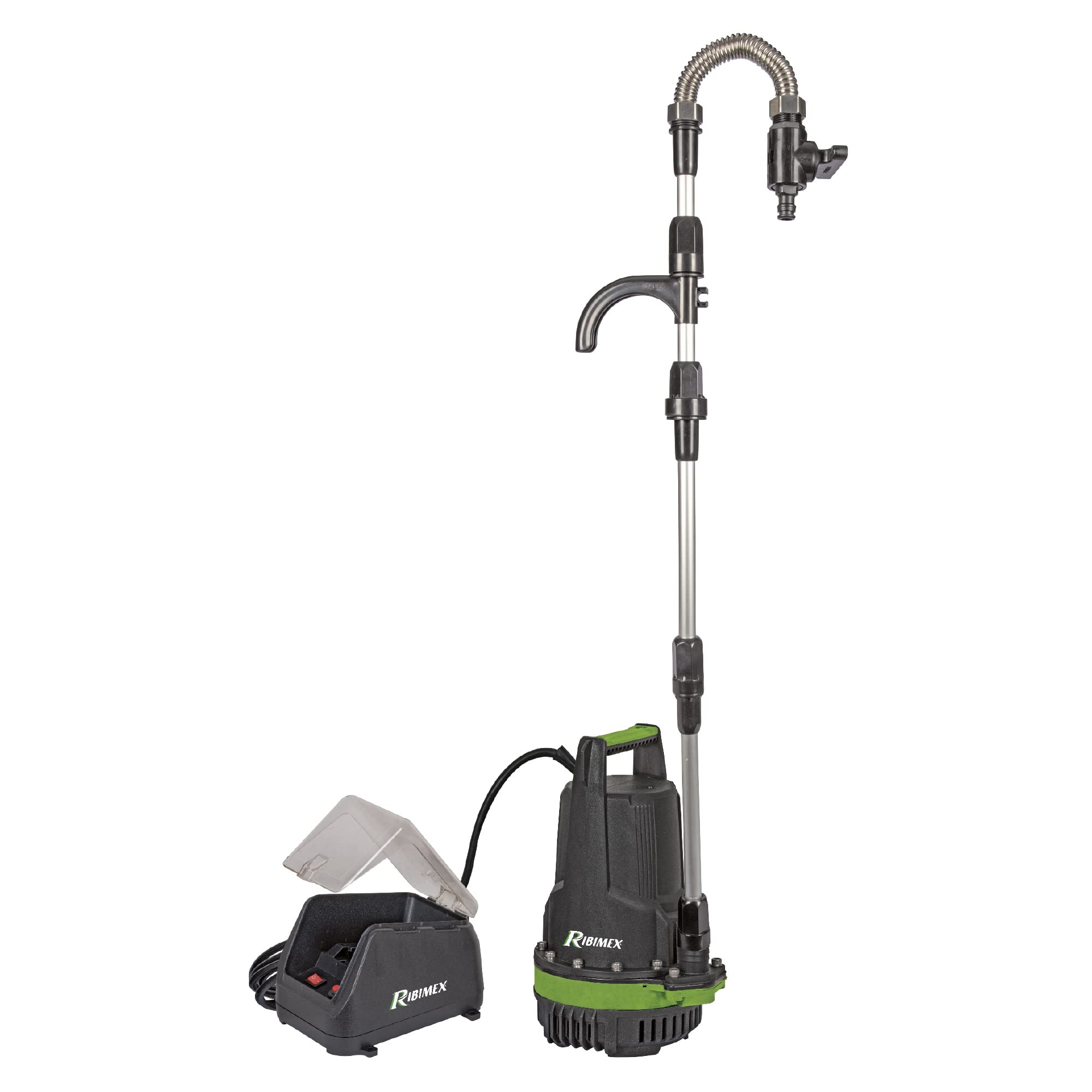 Pompe submersible Ribimex sans fil pour vider un récupérateur d'eau