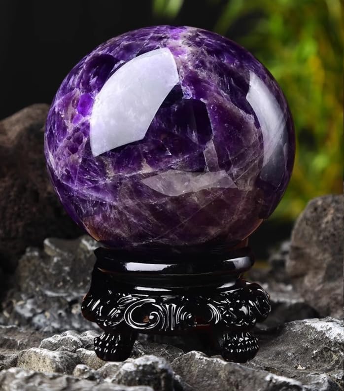 Boule de cristal d'améthyste contre le stress, purification de la maison 80mm - 7