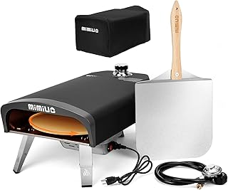 Mimiuo Outdoor Gas Pizza Oven Portable Propane Pizza Grilling Stove with Automatic Rotation System and Pizza Stone - (Tiss...