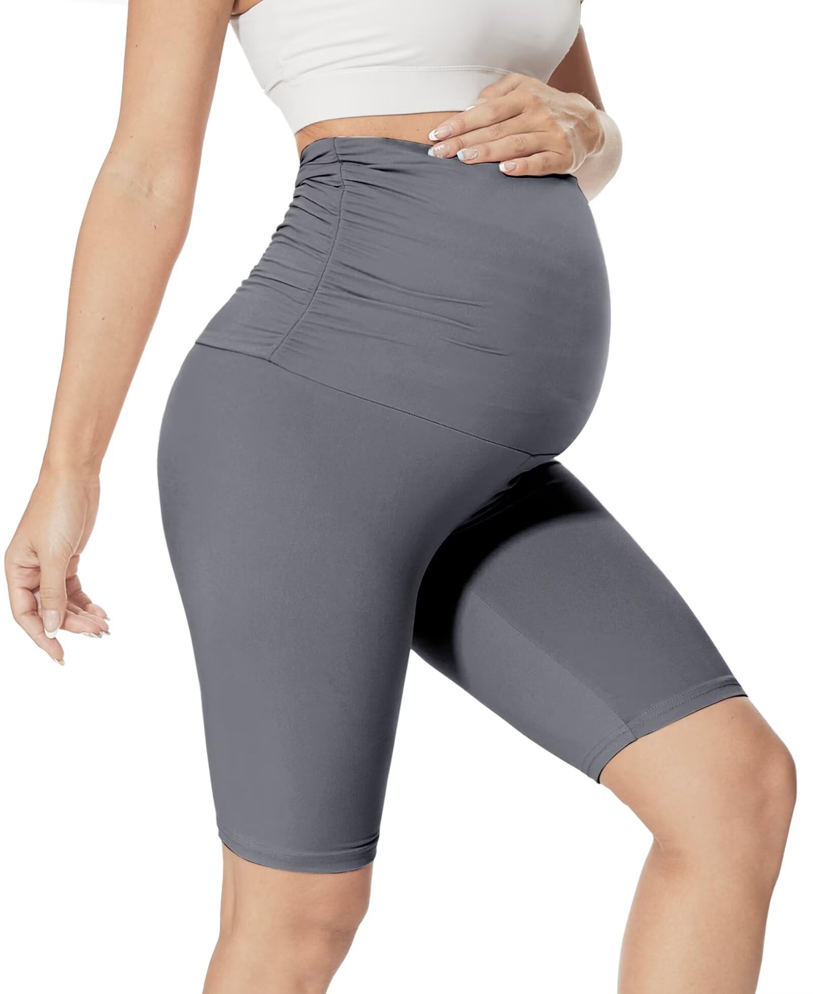 QGGQDD Maternity Biker Shorts Over Belly High Waisted for Pregnancy Yoga Workouts — view 12