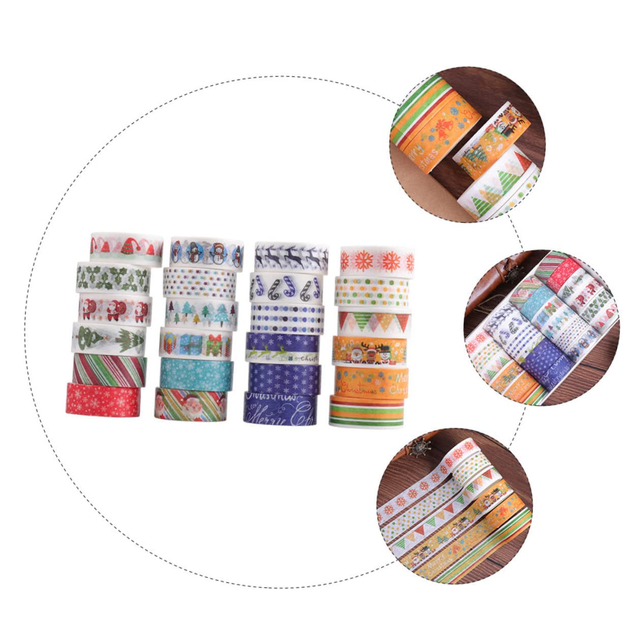 SEWACC 168rollos Cinta Washi Adhesiva Decorativa De Navidad De Papel Autoadhesivo para Manualidades y Decoración De Fiestas para Scrapbooking y Embalaje De